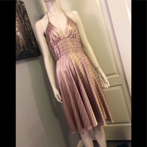 Copper & White satin halter dress